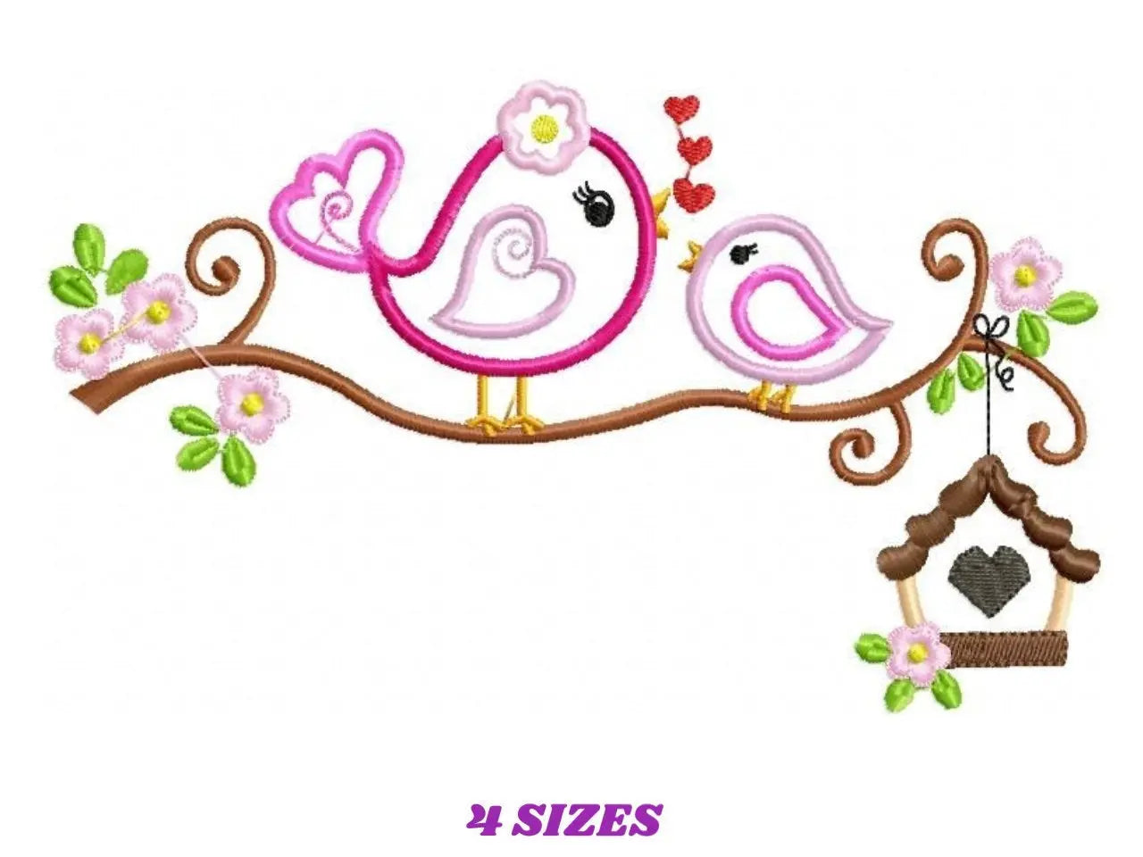 Family Bird embroidery designs - Bird with Flowers embroidery design machine embroidery pattern - Bird applique file - Instant download pes Marcia Embroidery