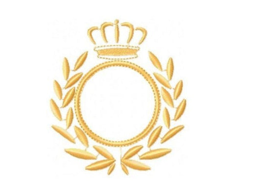 Crown Monogram Circle Frame embroidery designs - Golden Laurel with crown machine embroidery pattern - Instant digital download pes jef dst