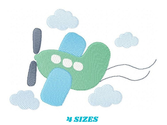 Plane embroidery designs - Airplane embroidery design machine embroidery pattern - Vehicle design baby boy embroidery file - kid pes sky