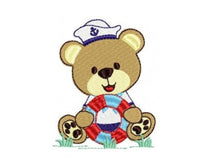 Cargar imagen en el visor de la galería, Bear embroidery designs - Teddy embroidery design machine embroidery pattern - Sailor bear embroidery file - Nautical boat instant download
