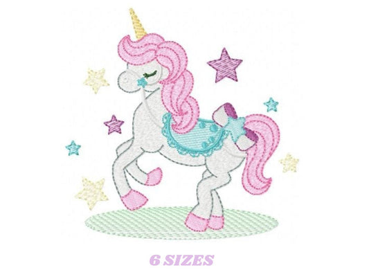 Unicorn embroidery designs - Baby girl magical horse with stars machine embroidery pattern - Instant digital download pes jef dst hus vp3