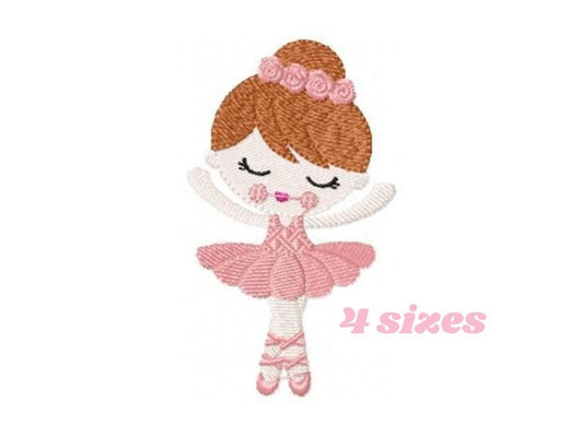 Ballerina embroidery designs - Ballet dancer with pink tutu machine embroidery pattern - Baby girl file - Instant digital download pes jef