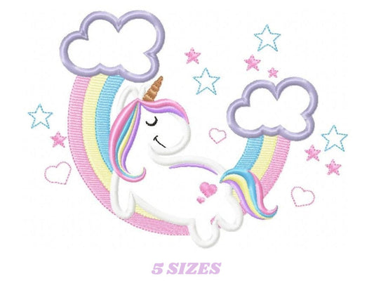Unicorn embroidery designs - Rainbow embroidery design machine embroidery pattern - Baby girl embroidery file - Unicorn rainbow applique