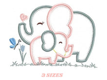 Laden Sie das Bild in den Galerie-Viewer, Elephant embroidery designs - Mother with baby embroidery design machine embroidery pattern - elephant applique design - instant download
