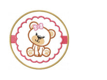 Load image into Gallery viewer, Female Teddy Bear embroidery designs - Tag Bear with Frame embroidery design machine embroidery pattern - Bear applique - instant download
