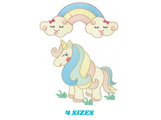 Unicorn with rainbow embroidery designs - Baby Girl machine embroidery pattern - Magical Fantasy Fairytale file - Instant download pes jef