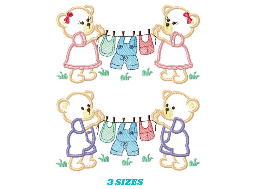 Baby Bear embroidery designs - Baby embroidery design machine embroidery pattern - nursery embroidery file - Bear applique design download