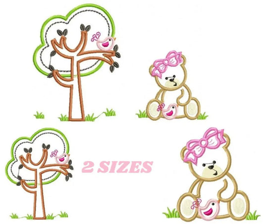 Female Bear embroidery designs - Teddy embroidery design machine embroidery pattern - baby embroidery Bear applique design - newborn layette Marcia Embroidery