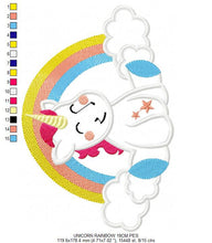 Charger l&#39;image dans la galerie, Unicorn embroidery designs - Rainbow embroidery design machine embroidery pattern - Baby girl embroidery file - Unicorn rainbow applique
