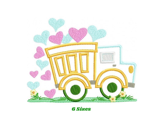 Trash Truck embroidery designs - Vehicle machine pattern - Baby boy Pickup applique with hearts - Instant download pes jef dst hus vp3 xxx