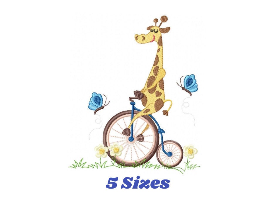 Giraffe embroidery design - Animal embroidery designs machine embroidery pattern - boy embroidery file - baby boy embroidery giraffe bike