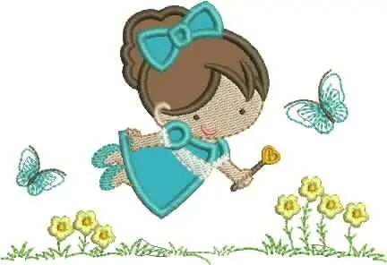 Fairy embroidery design - Fantasy magical Pixie with flowers embroidery machine pattern - Fairy godmother applique design - Instant download Marcia Embroidery