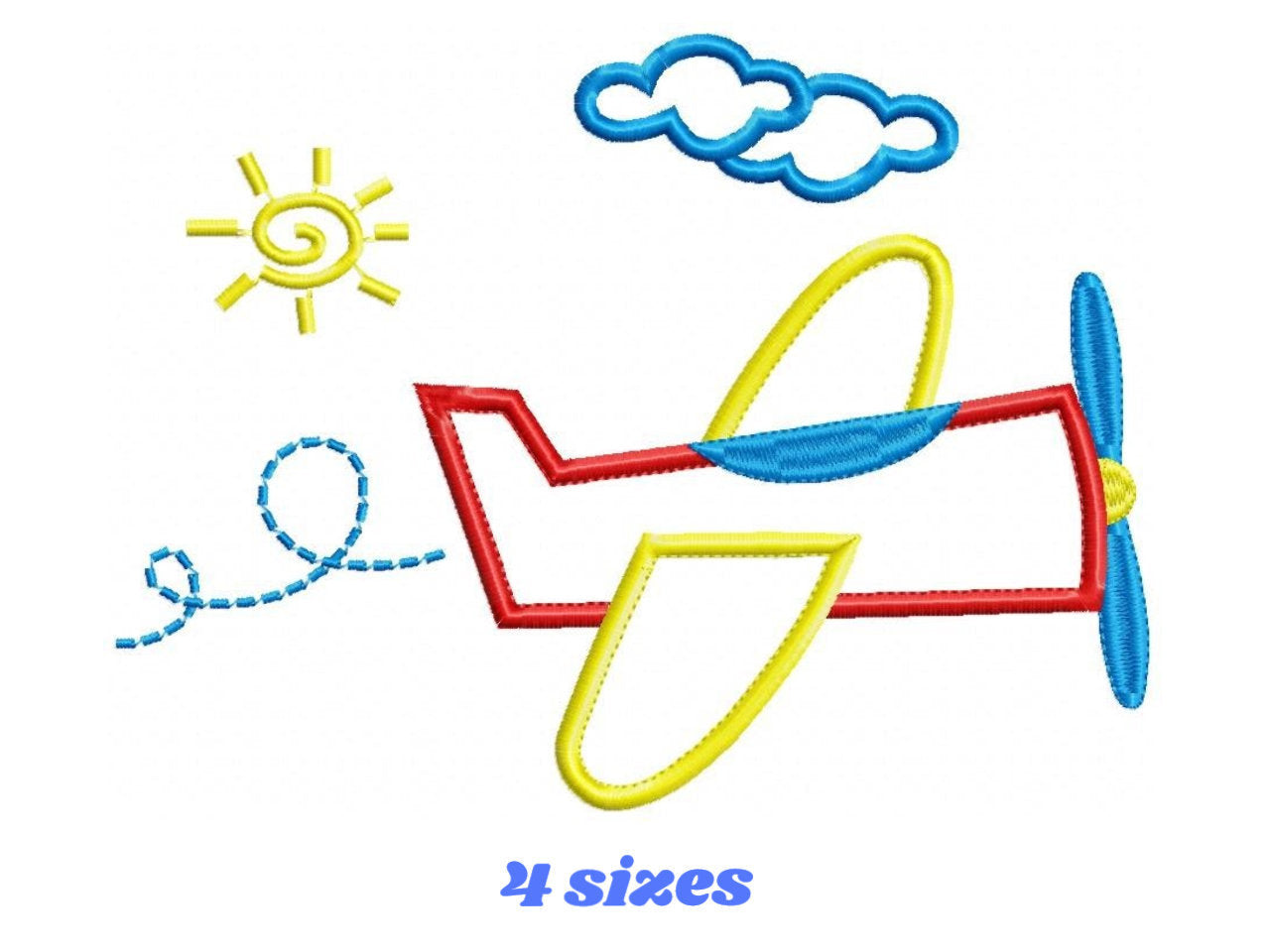Plane embroidery designs - Airplane applique machine embroidery pattern - Baby Boy Colorful airplane - Instant digital download pes jef dst
