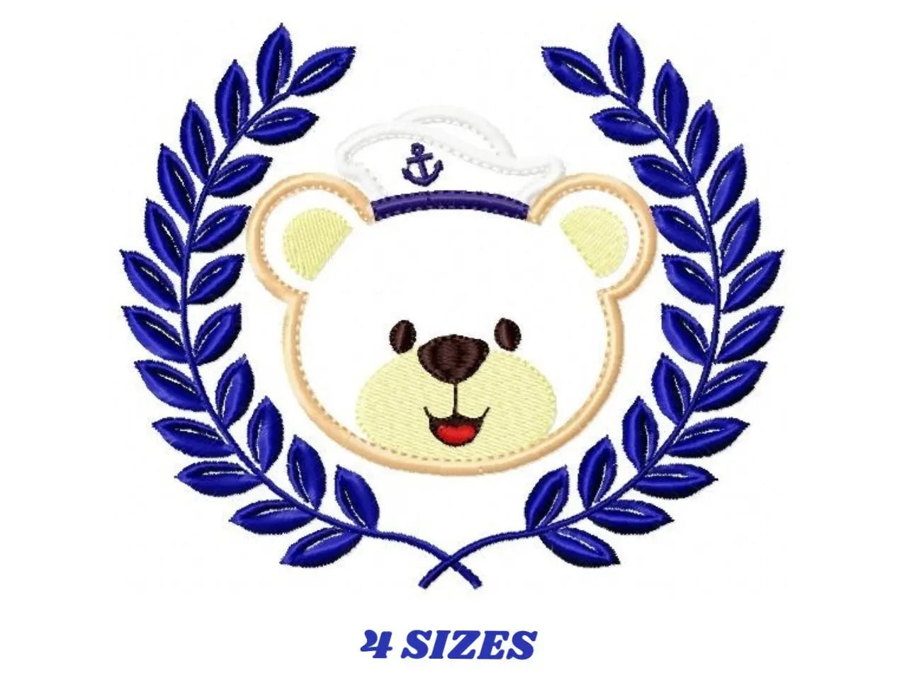 Bear embroidery designs - Laurel embroidery design machine embroidery pattern -  Sailor bear embroidery -sailor wreath design Teddy bear Marcia Embroidery