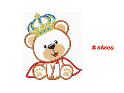 Bear embroidery designs - Teddy embroidery design machine embroidery pattern - King bear embroidery - Bear applique design baby boy design