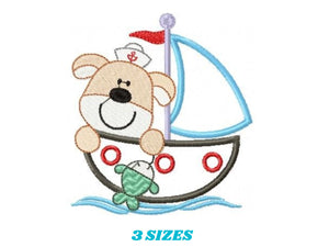 Dog embroidery designs - Boat embroidery design machine embroidery pattern - puppy embroidery file - kid embroidery dog boat applique design