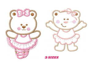 Bear embroidery designs - Ballerina embroidery design machine embroidery pattern - Ballet embroidery file - girl embroidery bear applique