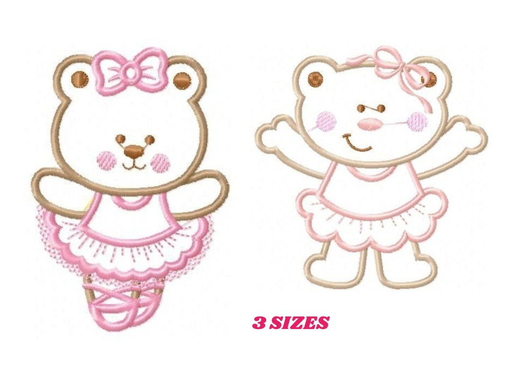 Bear embroidery designs - Ballerina embroidery design machine embroidery pattern - Ballet embroidery file - girl embroidery bear applique