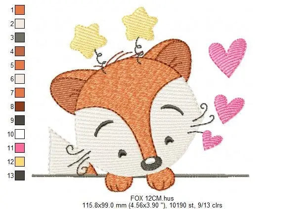 Peek a boo  Red Fox embroidery designs - Woodland animals embroidery design machine embroidery pattern - baby boy embroidery file pes jef Marcia Embroidery