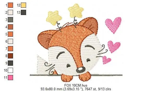Peek a boo  Red Fox embroidery designs - Woodland animals embroidery design machine embroidery pattern - baby boy embroidery file pes jef Marcia Embroidery