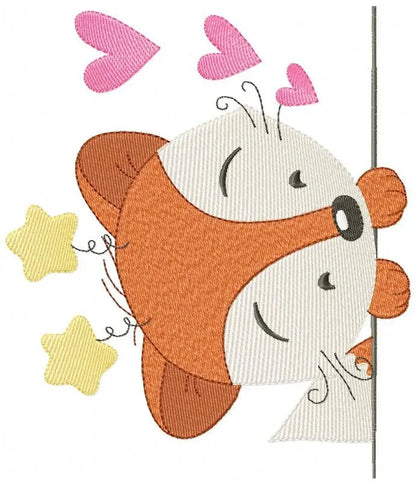 Peek a boo  Red Fox embroidery designs - Woodland animals embroidery design machine embroidery pattern - baby boy embroidery file pes jef Marcia Embroidery