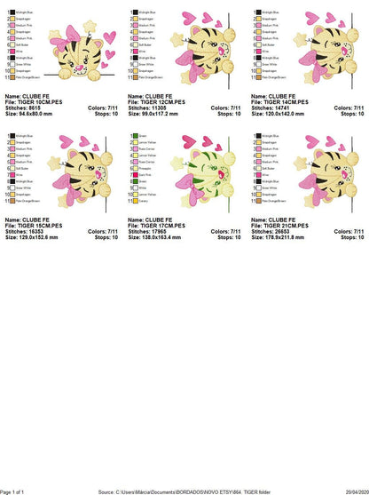 Peek a boo Tiger embroidery design - Forest Wild Animals machine embroidery pattern - Baby girl file - Instant digital download pes jef dst