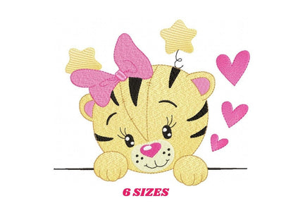 Peek a boo Tiger embroidery design - Forest Wild Animals machine embroidery pattern - Baby girl file - Instant digital download pes jef dst