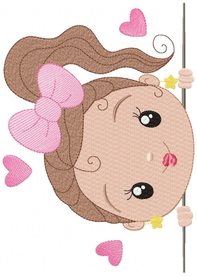 Peek a boo Baby girl embroidery designs - Princess machine embroidery pattern - Children file - Instant digital download pes jef dst vp3 hus