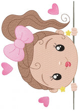 Cargar imagen en el visor de la galería, Peek a boo Baby girl embroidery designs - Fairy embroidery design machine embroidery pattern - Toddler embroidery file - children embroidery
