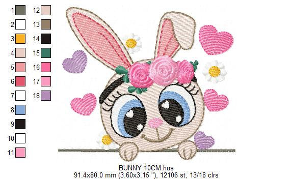 Bunny embroidery design - Rabbit embroidery designs machine embroidery pattern - baby embroidery file - kid embroidery rabbit with flowers