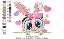 Charger l&#39;image dans la galerie, Bunny embroidery design - Rabbit embroidery designs machine embroidery pattern - baby embroidery file - kid embroidery rabbit with flowers
