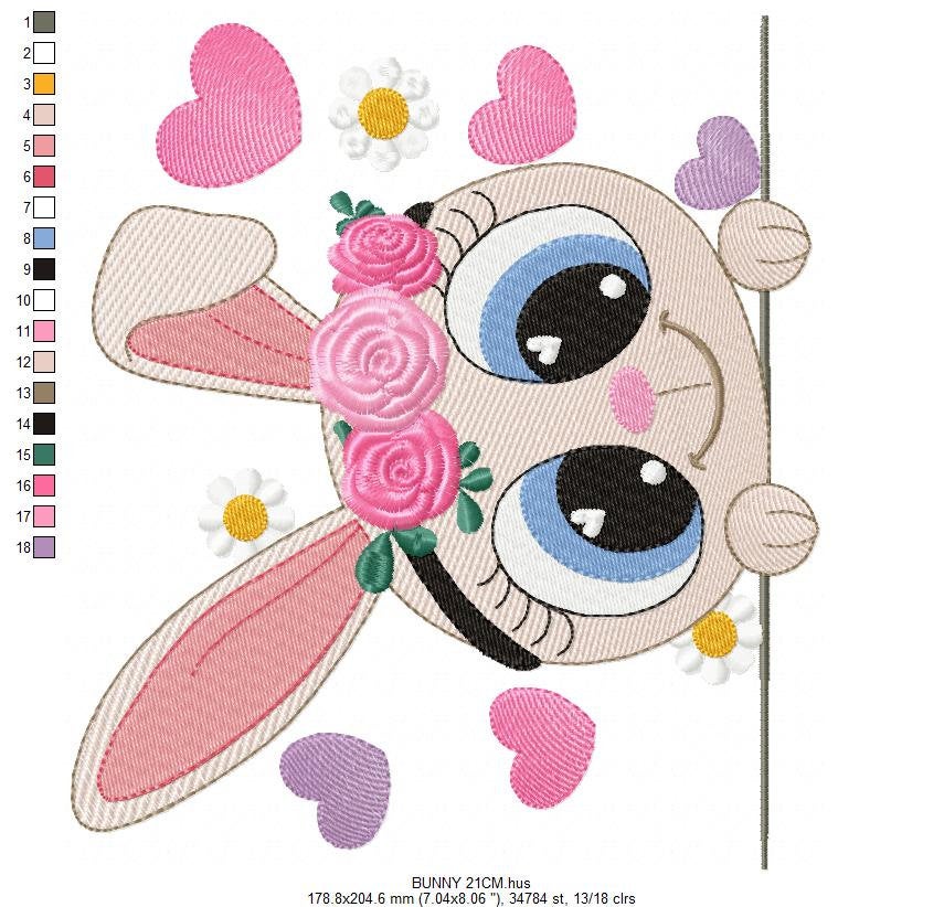 Bunny embroidery design - Rabbit embroidery designs machine embroidery pattern - baby embroidery file - kid embroidery rabbit with flowers