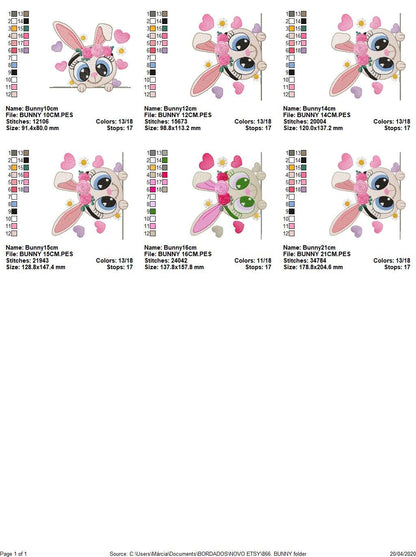 Bunny embroidery design - Rabbit embroidery designs machine embroidery pattern - baby embroidery file - kid embroidery rabbit with flowers