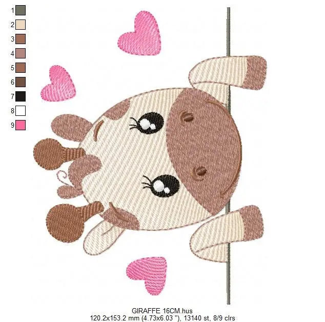 Peek a boo Giraffe embroidery design - Animal embroidery designs machine embroidery pattern - Baby girl embroidery file - instant download Marcia Embroidery