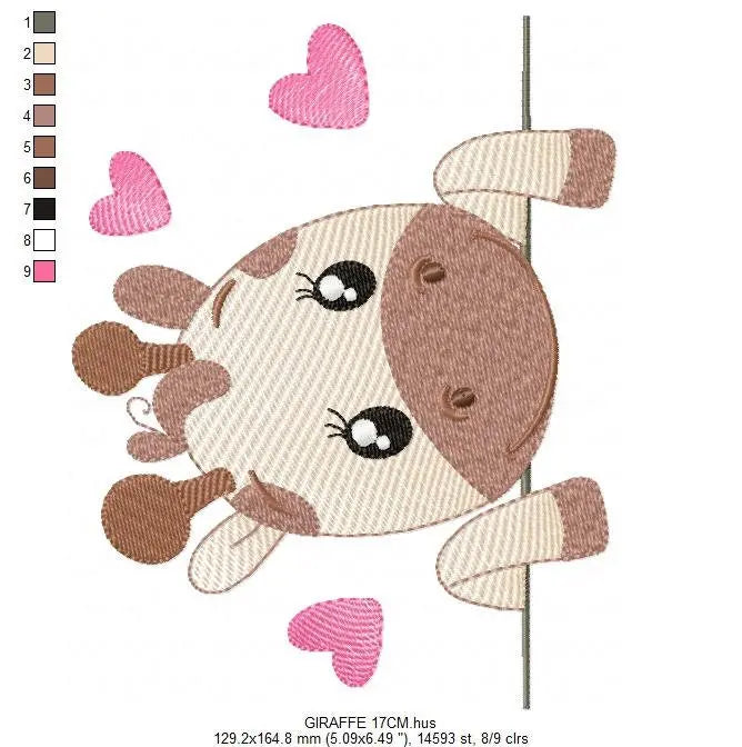 Peek a boo Giraffe embroidery design - Animal embroidery designs machine embroidery pattern - Baby girl embroidery file - instant download Marcia Embroidery
