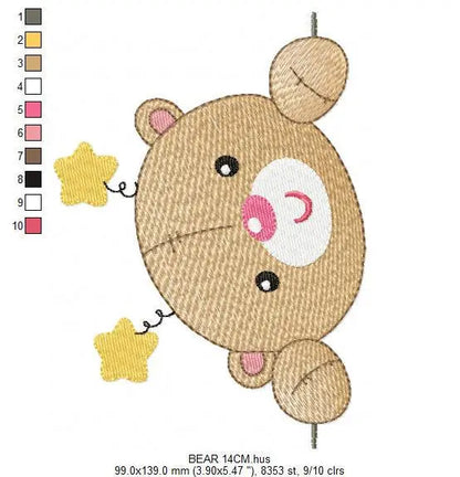 Bear embroidery designs - Bear peek a boo embroidery design machine embroidery pattern - cute teddy bear embroidery file - instant download Marcia Embroidery