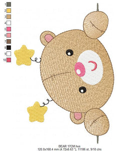 Bear embroidery designs - Bear peek a boo embroidery design machine embroidery pattern - cute teddy bear embroidery file - instant download