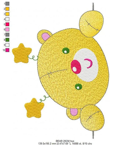 Bear embroidery designs - Bear peek a boo embroidery design machine embroidery pattern - cute teddy bear embroidery file - instant download Marcia Embroidery