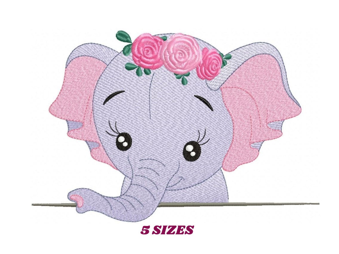Elephant embroidery designs - Animal embroidery design machine embroidery pattern - Baby girl embroidery file - kid embroidery Towel pillow