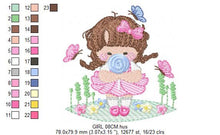 Cargar imagen en el visor de la galería, Baby girl embroidery designs - Toddler embroidery design machine embroidery - girl with lollipop embroidery file - instant download digital
