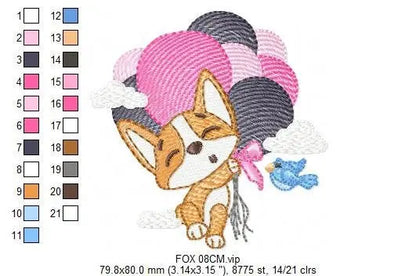 Fox embroidery designs - Hot air balloon embroidery design machine embroidery pattern - Animal embroidery file - woodland animals download Marcia Embroidery