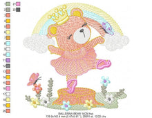 Charger l&#39;image dans la galerie, Bear embroidery designs - Ballerina embroidery design machine embroidery pattern - Baby girl embroidery file - Ballerina bear with rainbow
