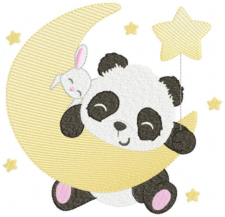 Panda embroidery design - Animal embroidery designs machine embroidery pattern - Baby boy embroidery file - girl embroidery rippled design