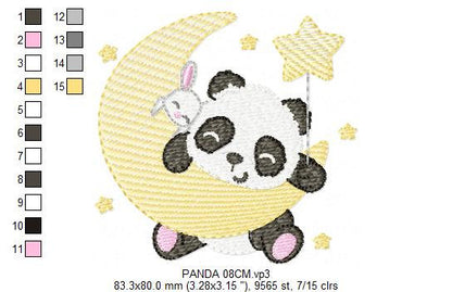 Panda embroidery design - Animal embroidery designs machine embroidery pattern - Baby boy embroidery file - girl embroidery rippled design