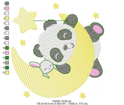 Panda embroidery design - Animal embroidery designs machine embroidery pattern - Baby boy embroidery file - girl embroidery rippled design