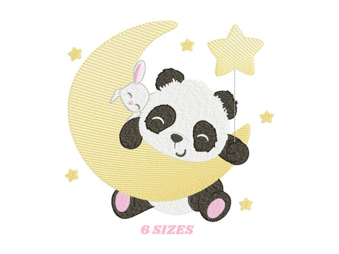 Panda embroidery design - Animal embroidery designs machine embroidery pattern - Baby boy embroidery file - girl embroidery rippled design