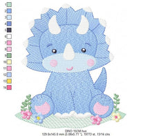 Charger l&#39;image dans la galerie, Dinosaur embroidery designs - Dino embroidery design machine embroidery pattern - instant download - Baby boy embroidery file Triceratops
