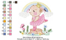 Carica l&#39;immagine nel visualizzatore di Gallery, Bear embroidery designs - Ballerina embroidery design machine embroidery pattern - Baby girl embroidery file - Ballerina bear with rainbow
