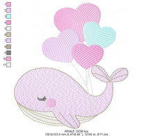 Cargar imagen en el visor de la galería, Whale embroidery designs - Animal embroidery design machine embroidery pattern - Whale with balloons embroidery file - instant download pes
