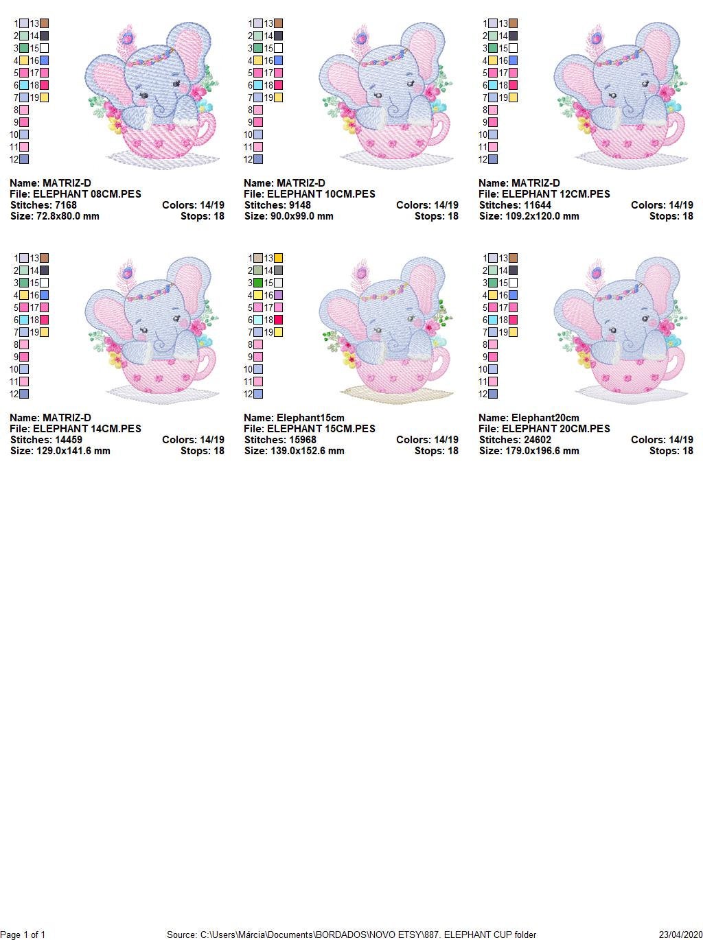 Elephant embroidery designs - Animal embroidery design machine embroidery pattern - Baby girl embroidery file - elephant with flowers pes